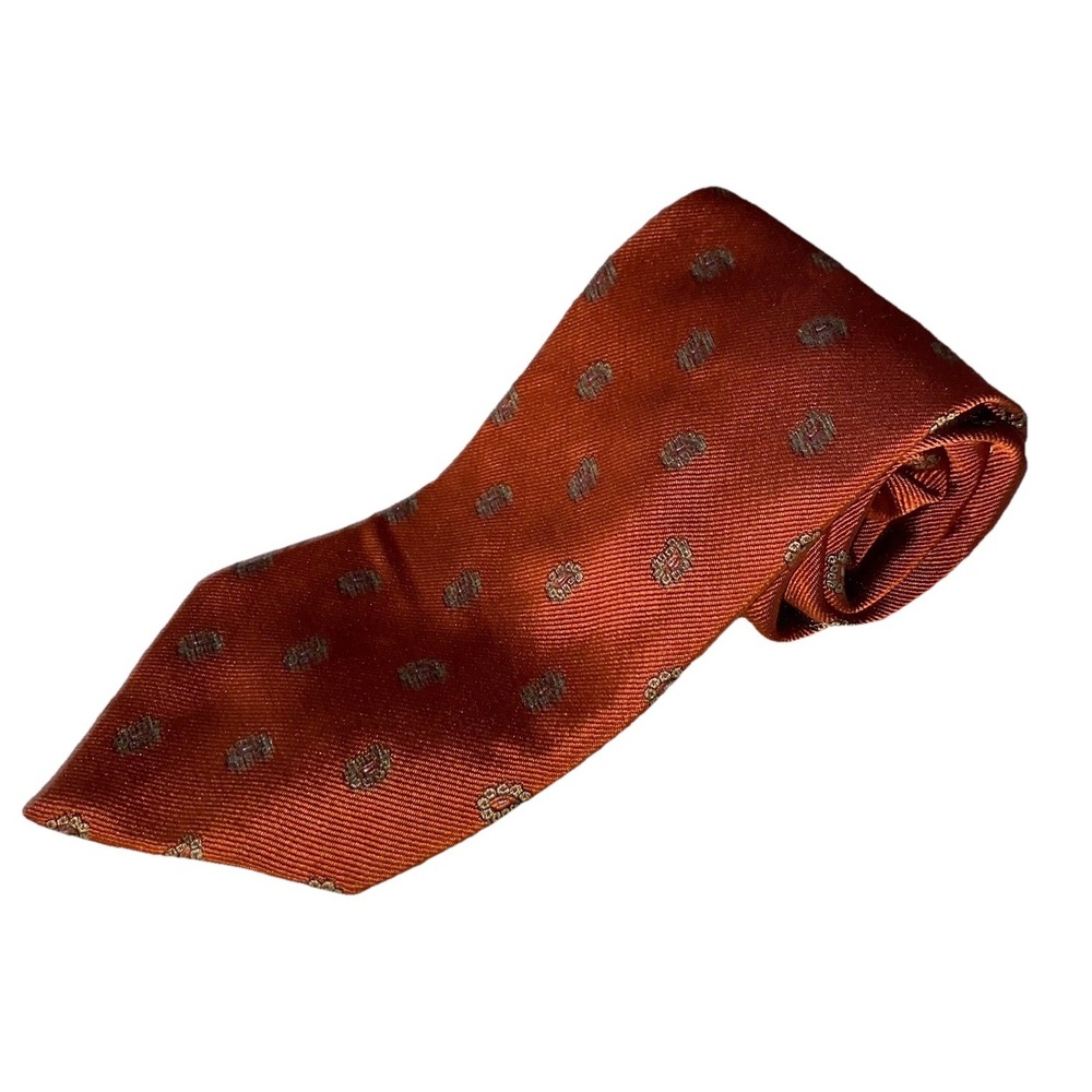 Brooks Brothers 346 Men's Necktie Pure Silk Orange & Yellow Paisley 60"x3.75"